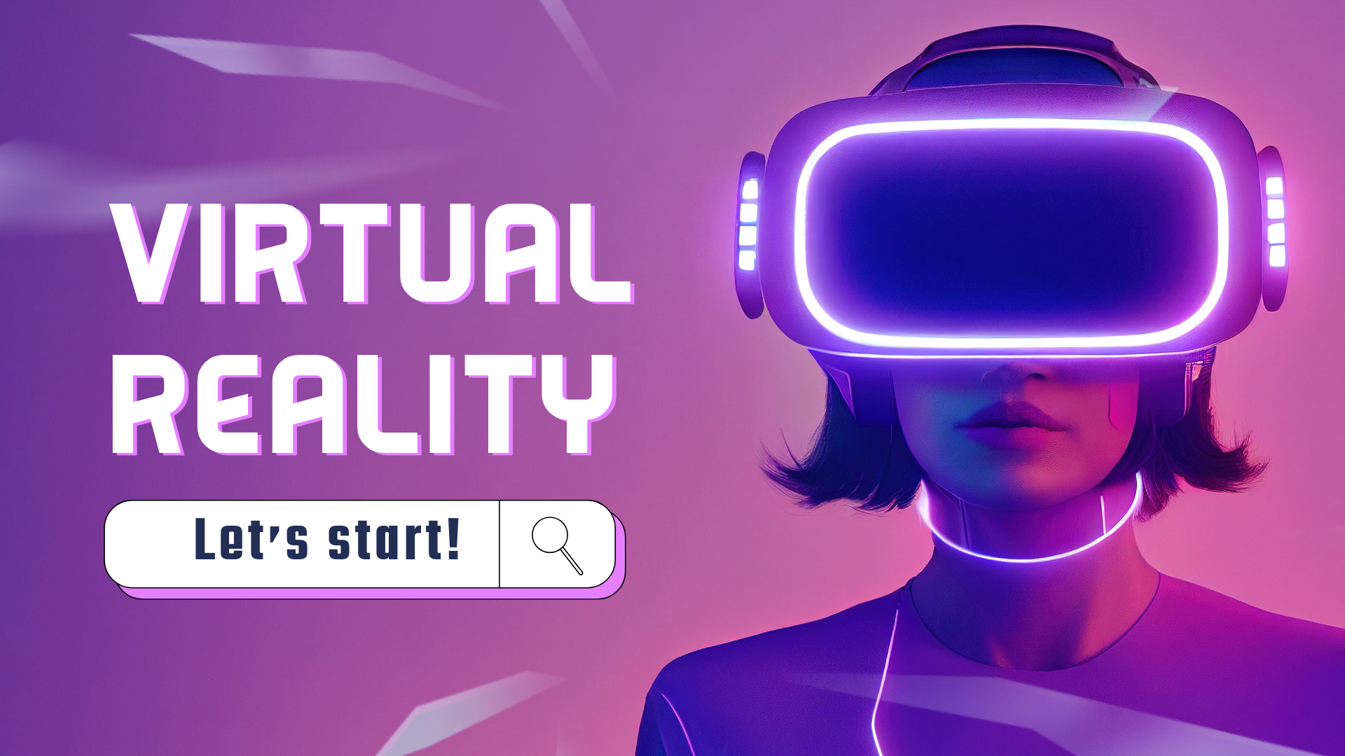 AR / VR Applications - Pink and blue modern virtual reality presentation with immersive technology and 3D environments